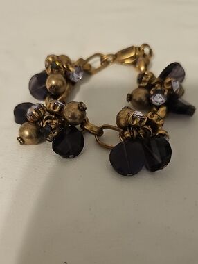 Chico's Gold Tone Bracelet with Purple Crystal Charms